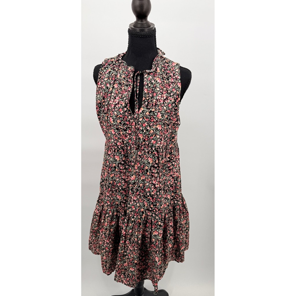 BB Dakota Steve Madden Tiered Short Dress Womens Small Black Floral NWT BL28140W